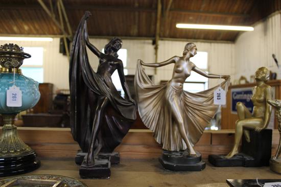 4 Art Deco plaster figures